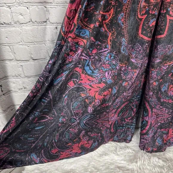 Free People Giselle Velvet Billowy Leg Jumpsuit Long Sleeve Deep V Neck Womens M - Picture 11 of 16